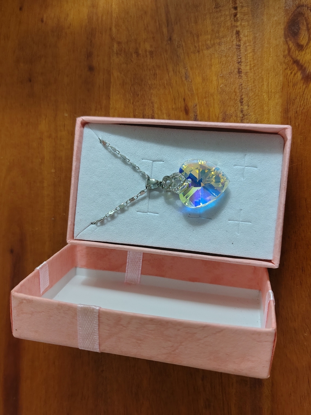 Aurora Crystal Heart Pendant Necklace - Iridescent